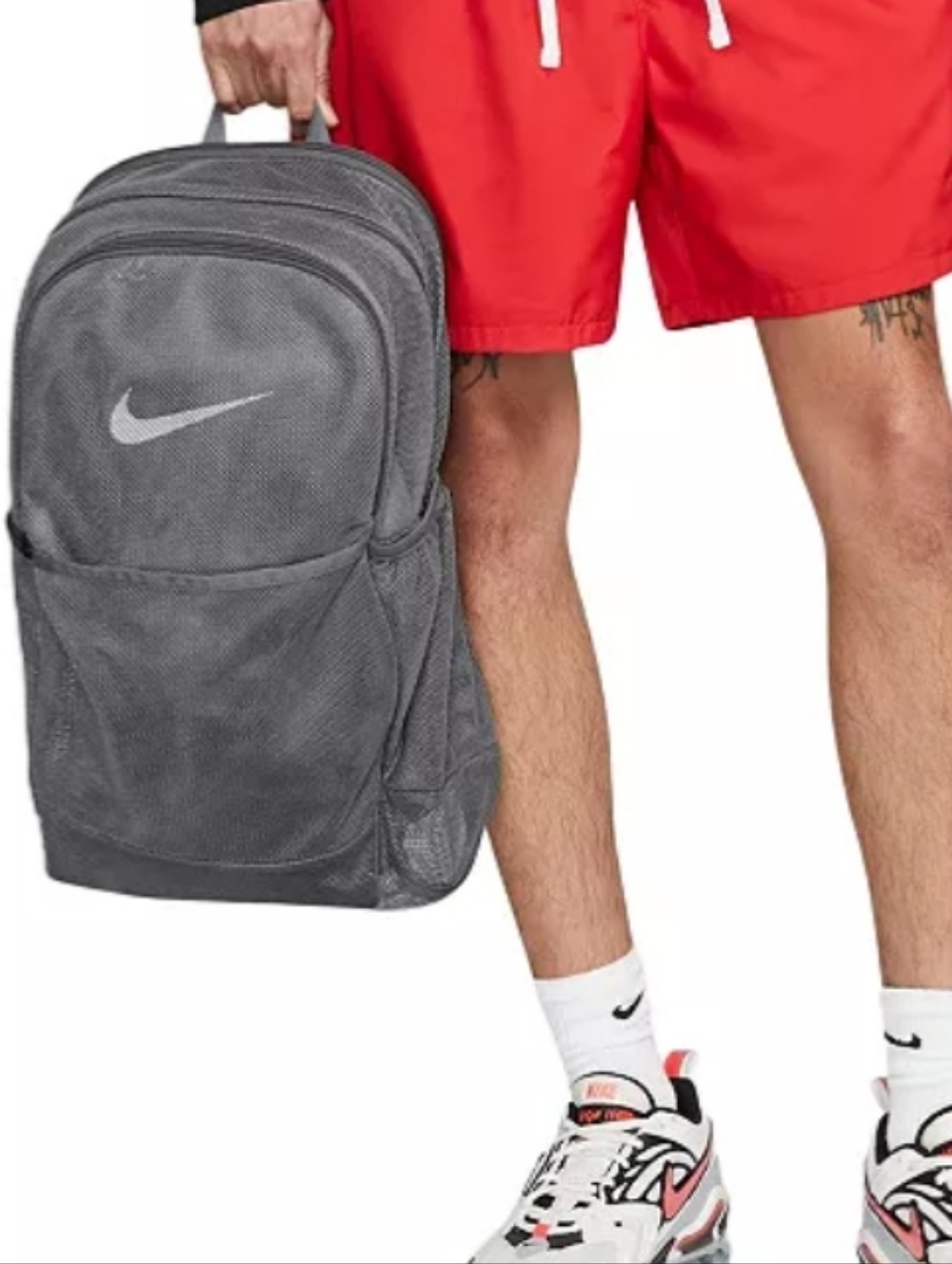 Nike Mesh Net Training School Travel Beach Or Beach Backpack Grey